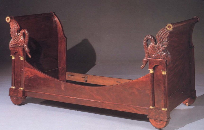 19th-Century FRENCH, Empire Ormolu-Mounted Mahogany Bed
1800-1825, Mahogany