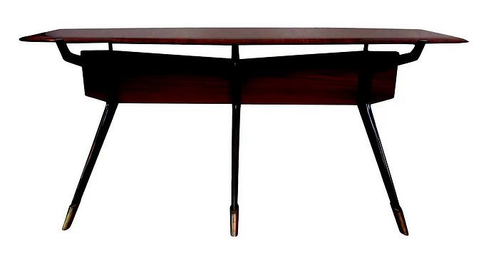 Gia Bellini, Mid-Century Italian Console Table
c. 1950, walnut and brass